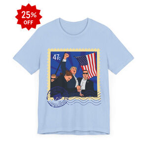 Trump 47c Assassination Defiance Pop Art Postage Stamp - Unisex T-Shirt